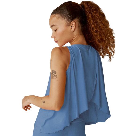 Beyond Yoga Featherweight Flutter Tank Sky Blue Heather Size S - Picture 3 of 11